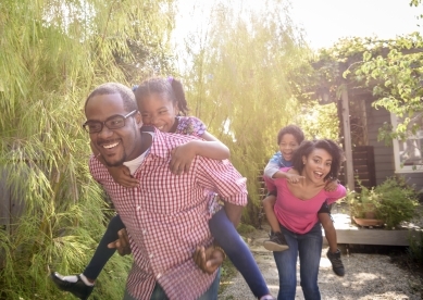 Family playing outside